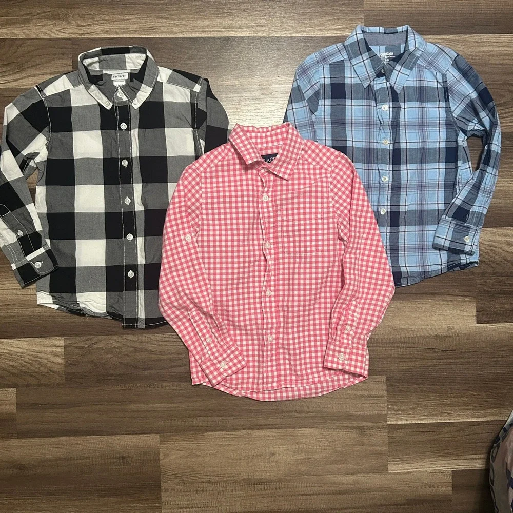Carter's OshKosh Children's Place Button Down Shirts Boys 5/6 Multicolor Preppy